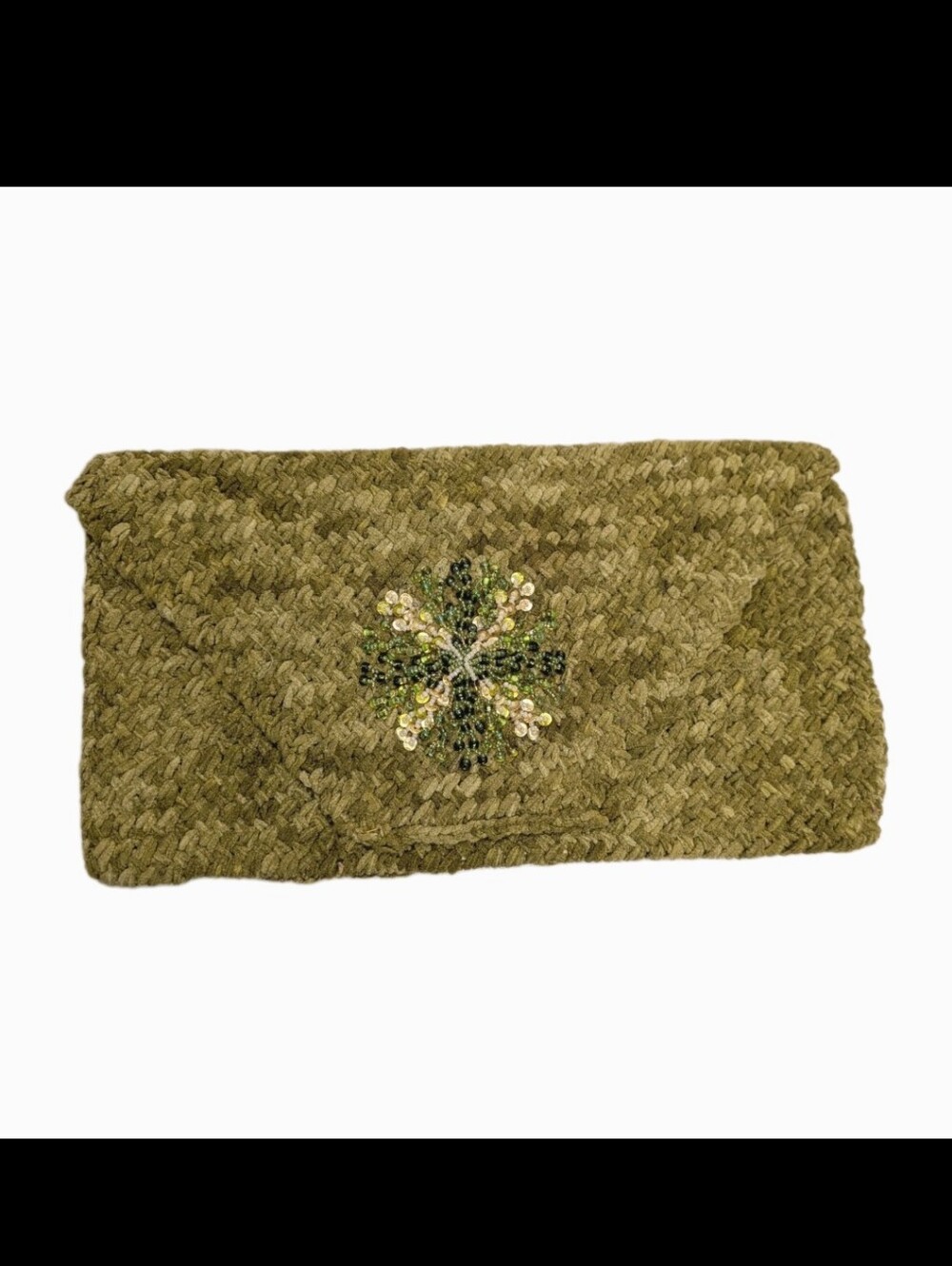 Vintage Handmade Crochet Clutch Purse Beaded Boho Chico #3050